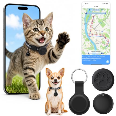GPS Gatos, Localizador GPS Perros Sin Suscripción, Compatible con Sistemas iOS y Android, Collar GPS Perros/Gatos Posicionamiento Global en Tiempo Real, Resistente al Agua IPX6, Collar Ajustable
