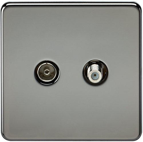 Knightsbridge SF0140BN (Isolated Screwless Tv & Sat Tv Outlet, 230 V, Black Nickel