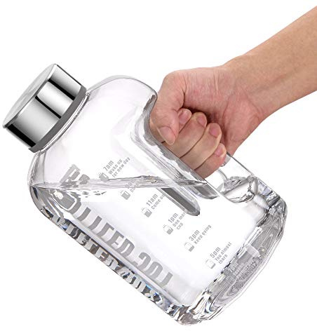 VENNERLI Water Bottles 2.2l Sports Water Bottle with Time Markings - BPA Free Xl Jug Leak Free Large with Handle Durable Reusable for Gym, Training, Hiking, Travel, Office, School