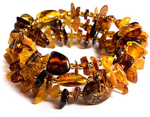Amber Wire Snake, Adult Bracelet, Handmade Polished Baltic Amber Jewelry, 6.3” - 7 wrist size