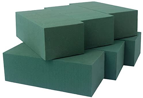 FLOFARE Lot de 6 Blocs de Mousse Florale pour Fleurs fraîches et artificielles, chacun (22,9 cm (L) x 10,2 cm (l) x 7,6 cm (H), Blocs de Mousse Florale sèche et Humide pour Mariages, Anniversaires,