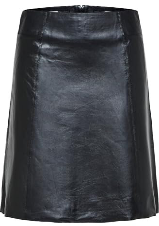 SELECTED FEMME Damen Slfnew Ibi Mw Leather Skirt B Noos Lederrock, Schwarz, 42 EU