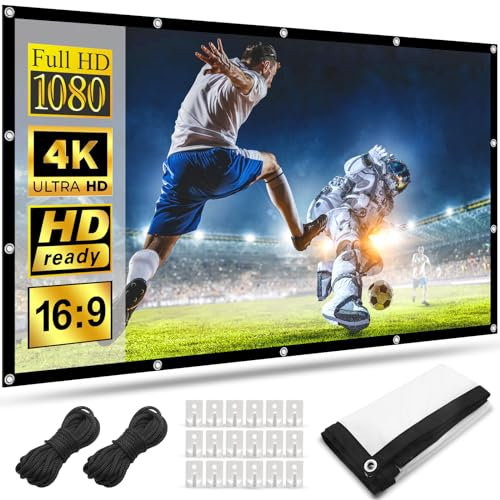Leinwand Beamer 100 Zoll,HOPFROG Doppelseitige Projektion Wand Leinwände mit Ösen Outdoor Anti Licht 16: 9 HD 4K Knitterfreie Hanging Faltbarer für Zuhause Schule Treffen Camping