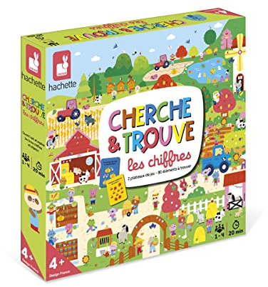 JANOD Cherche et Trouve Société Enfant Collaboratif ou Compétitif-Apprendre Les Chiffres-Jeu Pédagogique-Dès 4 Ans, J02478, Multicolore, Taille Unique