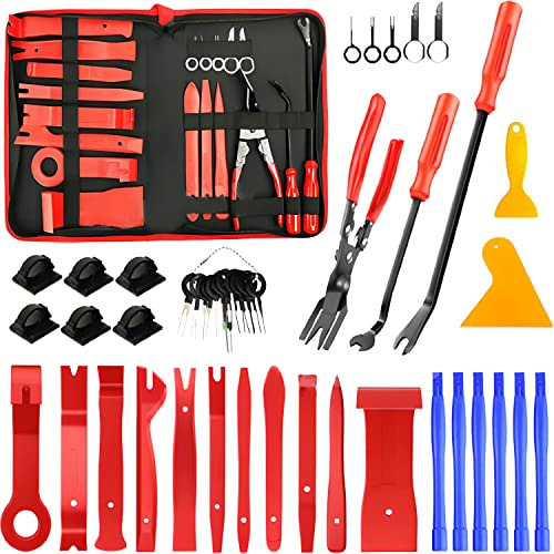 Retoo Herramientas de desmontaje automático, Juego de 45 cuñas para molduras de automóviles, Herramienta de reparación de automóviles Universal para Quitar Paneles de Paneles de Puertas