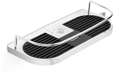 Tatay Estanteria Ducha Sin Taladro Barra Aluminio | Resiste Humedad y Corrosión | Soporta 5 kg | Fácil Montaje Sin Taladro | Moderno | Cesta Ducha Colgar con Drenaje Eficiente | 12,5 x 11,5 x 24 cm