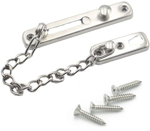 VIVIIHOO Chaîne de sécurité de Porte en Acier Inoxydable-Serrure à chaîne de Protection de Porte verrouillable pour Porte et fenêtres avec vis-Protection Contre Les Rayures et antivol- 1 pc.