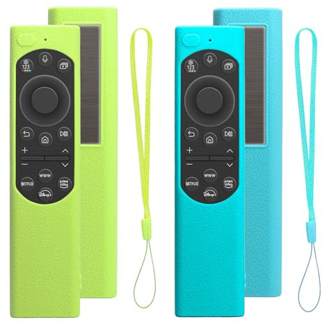 Funda para Samsung Solar Cell Remote Control 2021 2022 BN59 Smart TV Funda Protectora de Silicona Antideslizante a Prueba de Golpes para Control Remoto Samsung(Azul Luminoso + Verde)