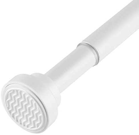 Gardinenstange Ohne Bohren, Teleskopstange Ø25mm, Duschvorhangstange Ohne Bohren Duschstange für Badezimmer, Duschvorhang, Badewanne (75-214CM Weiß)