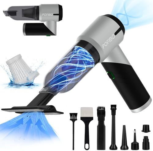POFIBO Handstaubsauger Akku, 16000Pa 4-in-1 Handstaubsauger Auto, 3-Gängig Faltbar Auto Staubsauger Stark mit Bürstenloser Motor und Waschbar HEPA-Filter für Auto, Haus, Büro, Tierhaar Reinigung
