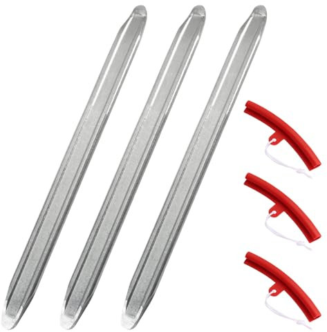 FORYNXHWIN Set di 3 leve di montaggio, 30 cm, con 3 protezioni per cerchioni, leva per pneumatici, in acciaio, leva di montaggio, leva di montaggio, attrezzi per moto, bicicletta, auto