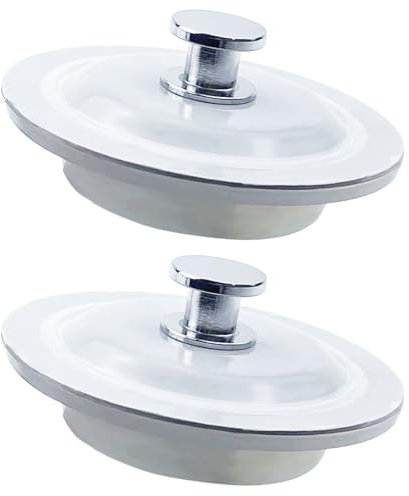Lot de 2 bouchons de baignoire universels de rechange en silicone et acier inoxydable pour évier de cuisine 40 à 60 mm