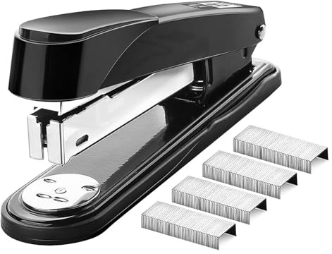 Heavy Duty Stapler with 1000 24/6mm Staples - 50 Sheet Capacity, Office Stapler and Staples Set (Black)