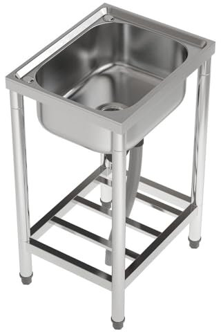 Utility Waschbecken, freistehende einzelne Schüssel Küchenspüle, Edelstahl Waschbecken für Waschraum Badezimmer Bauernhaus