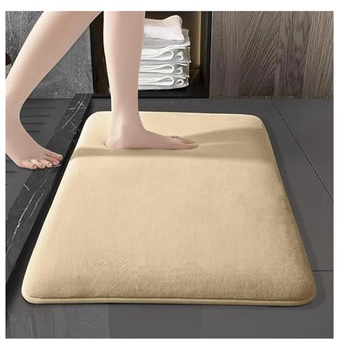 CKAKZTPTEV Saugfähige Bodenmatte Badematte rutschfeste Korallenvlies Badezimmer Bodenmatte Türmatte(05 apricot,60cm x 90cm)