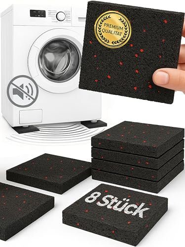Schwingungsdämpfer als Waschmaschinen Unterlage und Antivibrationsmatte | Antirutschpads | weniger Lärm und Bewegung | Antivibrationsmatte für Lautsprecher, 3D-Drucker | 8 Stück 10mm