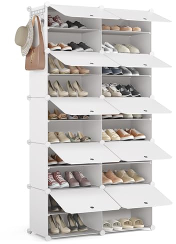 Mondeer Scarpiera in plastica a 10 livelli, portascarpe organizer per 40 paia di scarpe, salvaspazio, per corridoio, camera da letto, soggiorno, ingresso (bianco)
