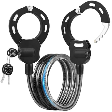 GuKKK Lucchetto Monopattino Elettrico, 1.4KG Lucchetto Bici, 158CM Catena Monopattino Elettrico, 14MM Cavo Serratura a Chiave con Manette, Lucchetto ad Alta Sicurezza Antifurto per Scooter