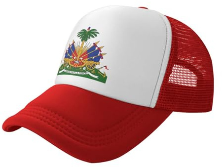 Casquette De Baseball Emblème Haïti RéGlable,à Bouton-Pression Casquettes De Baseball pour Homme Et Femme Rouge Classique Course à Pied,EntraîNements Casquette De Golf
