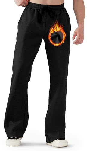ineepor Pantaloni Tuta Uomo Invernali Gamba Svasati Larga Pantalone Felpati Pile Cotone Caldi Sportivi Running Larghi Baggy Casual Joggers con Tasche Laterali Coulisse e Elastico in Vita XS-5XL