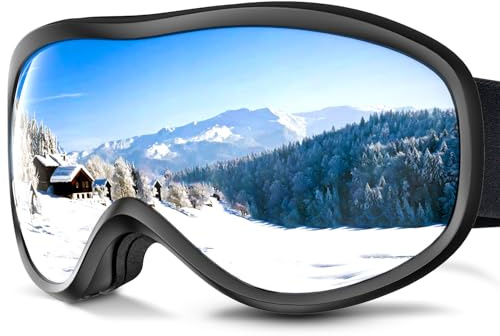 Maschera da Sci, Occhiali da Sci con Doppia Lente Antiappannante Sferica per la Protezione Sulla Neve, Unisex, 100% Anti-UV, Indossabili con Casco, Compatibili con Occhiali da Vista, Adatti per Sci