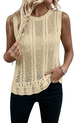 Magritta Vest Tops Women Sleeveless Crew Neck Casual Loose Blouse Shirts Tops Summer Jumpers Beach Vacation Clothes