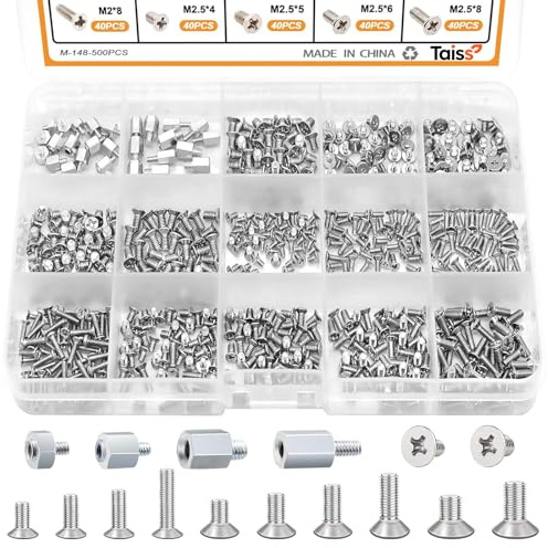 Taiss 500PCS Kit de vis pour SSD M.2 – Entretoises pour carte mère, vis M.2 M2.5 M3 NVMe pour réparation d'ordinateur portable et PC, DIY