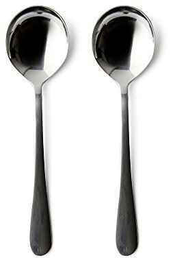 Grunwerg Windsor Carded 2SUSWSR/C Soup Spoons, Stainless Steel, Mirror, 17.5 x 4.5 x 2.5 cm