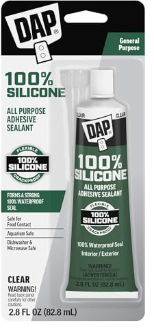 DAP All Purpose 100% Silicone Adhesive Sealant, Clear, 2.8 oz (7079800755)