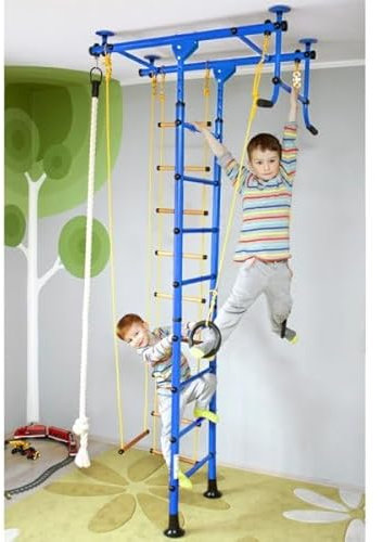 NiroSport spalliera svedese FitTop M1 Scala Ginnastica wall bars parete da arrampicata 6 Colori, 3 altezza della stanza. direttamente dal produttore, max. Tenuta potenza 130 kg - blu, per Altezza Stanza 200-250cm