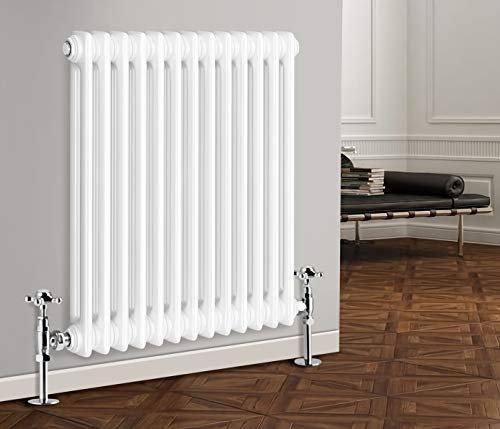 NRG 600 x 605 mm Gloss White Horizontal Cast Iron Radiator Double Panel