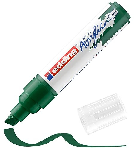 edding 5000 Acrylmarker breit - grün - 1 Acrylstift wasserfest - breite Keilspitze 5-10 mm - Acryl Farben zum Malen auf Leinwand, Malpapier und Holz - Acrylstifte für Steine
