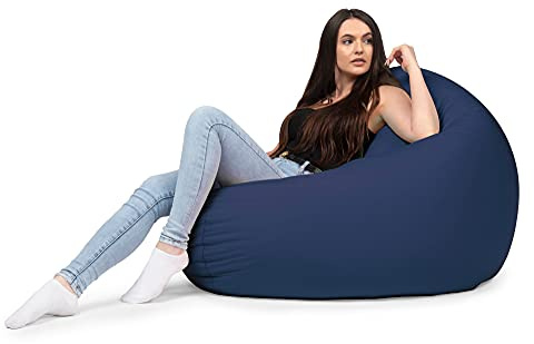 chilly pilley Pouf A Sacco Con Riempimento Di Perline In Eps Pouf Gigante A Sacco Per Interni Ed Esterni Multifunzionale Impermeabilie Per Bambini E Adulti Molti Colori (Blu Scuro, Ø 100 Cm)