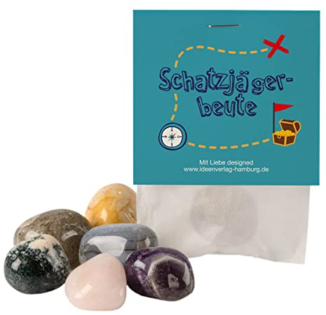 10x Schatzsucher Glückssteine für Kinder/Glücksbringer Stein Schatzjäger Beute als Mitgebsel Kindergeburtstag Schnitzeljagd/Geburtstag Mitbringsel