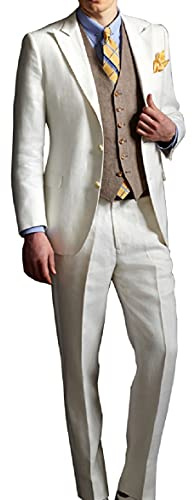 HiFacon Leonardo Dicaprio Great Gatsby vit 3-delad kostym, Off White – 3-delad kostym, M