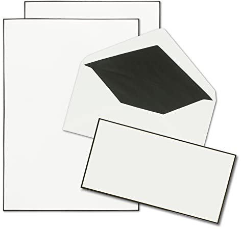 25x Trauerpapier Sets DIN A4 mit gefütterten Umschlägen - handgemachter schwarzer Rand - Briefpapier für Kondolenz
