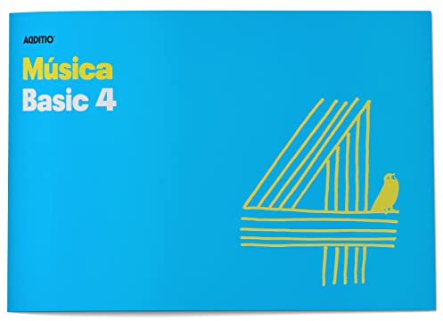 ADDITIO - Cahiers de musique BASIC 4 pour l'initiation à la musique | 4 portées de 20 mm | 20 pages | Taille 24 x 17 cm paysage | Papier écologique | Agrafa | Bleu |