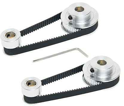 SHCEEC 2PCS Set 2GT Aluminum Timing Pulley 20&48 Teeth 8mm Bore Synchronous Wheel with 2PCS Length 200mm Width 6mm Belt (20-48T-8B-6)