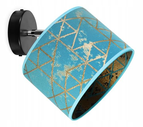 Light-Home Deckenbeleuchtung - Lampen Deckenlampen Milan Sammlung - Deckenlampe Industrial aus Metall und Stoff - Wandlampen 1-Flammig - Durchmesser 20cm - Blau Gold mit Schwarz