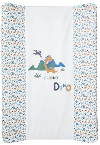 Babycalin - Matelas à langer bébé Standard Premium Funny Dino - Matelas à langer épais 50x70 cm - Confort maximum - Bords réhaussés - Matelas imperméable en PVC pour table à langer bébé - 0 à 11 kg