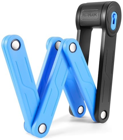 HIPARK Faltschloss Fahrrad, Fahrradschloss Faltschloss 100cm mit Schlüsseln, Fahrradschloss hohe Sicherheit mit Halterung, faltschlösser aus Legiertem Stahl für Fahrrad, E-Bike, Blau