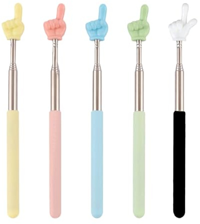 YanBous 5 Unidades de Punteros Telescópicos para Profesores, Varillas Indicadoras Retráctiles para el Aula, Punteros de Acero Inoxidable Extensibles para Presentaciones (5 Colores)