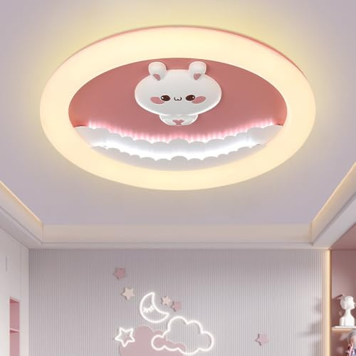 MyLjp Modern Rosa LED Taklampa Rund Infälld Dekorativ Taklampa Kreativ Tecknad Kanin Taklampa Ultratunn Design Akryl Taklampa Dimbar Används För Inomhus Barnrum Sovrum Vardagsrum Plantskola Korridor