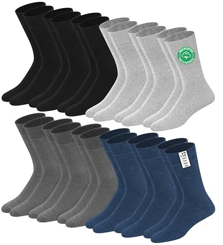 SOXCO Chaussettes pour Hommes Classiques en Coton 43-46 Multicolores, Lot De 12 Paires