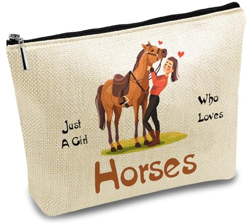 CREATCABIN Borse Il Trucco A Forma Cavallo Donna Borsa da Viaggio Cosmetici Cerniera Custodia Multiuso Articoli da Toeletta Borsa Portaoggetti Organizer Regali Amiche Figlie Dipendenti 25x18cm