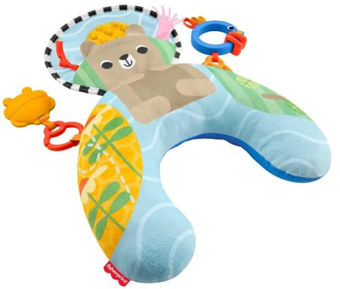 Fisher-Price Babyspielzeug Spielkissen für sensorische Abenteuer in Bauchlage, Körperstütze für Neugeborene mit Beißring und Rassel, Aktivitäten für Babys ab 0 Monaten, JHB44