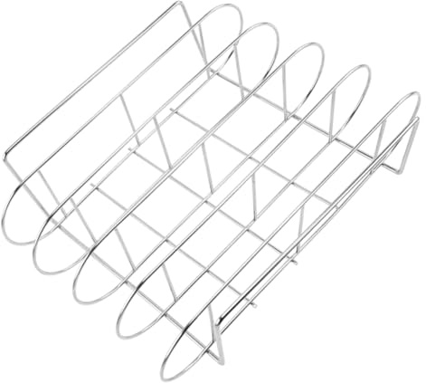 DECOMELODY Supporto per Costine Bbq Inossidabile Resistente Ergonomico e Facile da Adatto per Gas e Utensile Barbecue per Esterni e Feste