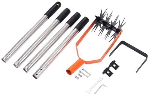 Cultivador Manual De Jardín, Rotativo, Motocultor Acero con Barra para Pies, Aflojador Suelo Entusiastas La Jardinería, Herramienta Mezclar Césped Y Par