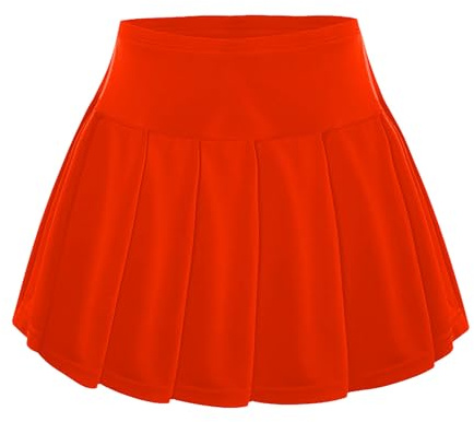 Jupe d'été pour fille - Jupe de tennis plissée décontractée pour enfants - Jupe patineuse trapèze avec design - Jupe de jeu confortable pour l'école et l'extérieur, rouge, 11-12 ans