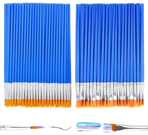 Set pennelli 60 pezzi, set pennelli per acrilico, acquerelli e pittura a olio, pennelli piccoli e rotondi, artisti per bambini, colori acrilici, pennelli per bambini principianti (2 dimensioni)